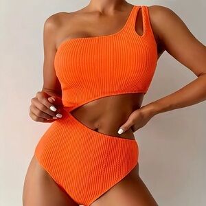 Orange one-piece swimsuit #orangeyougladitssummer